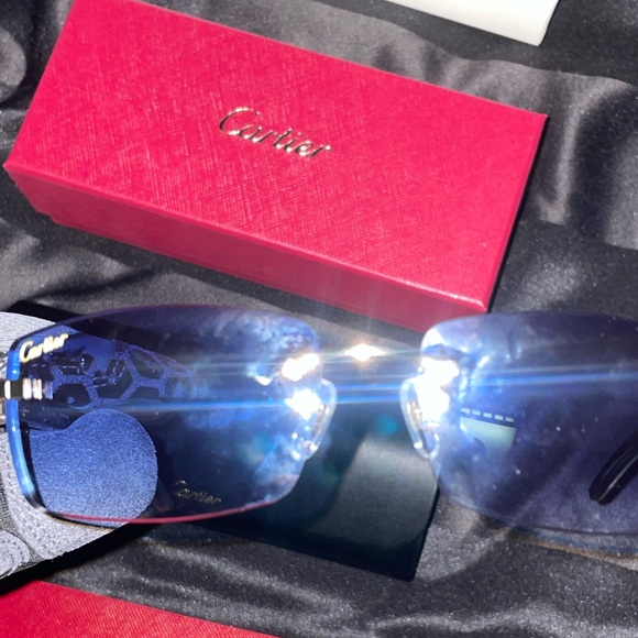 CARTIER CT0046O HORN ICE BLUE SUNGLASSES - Picture 1 of 3